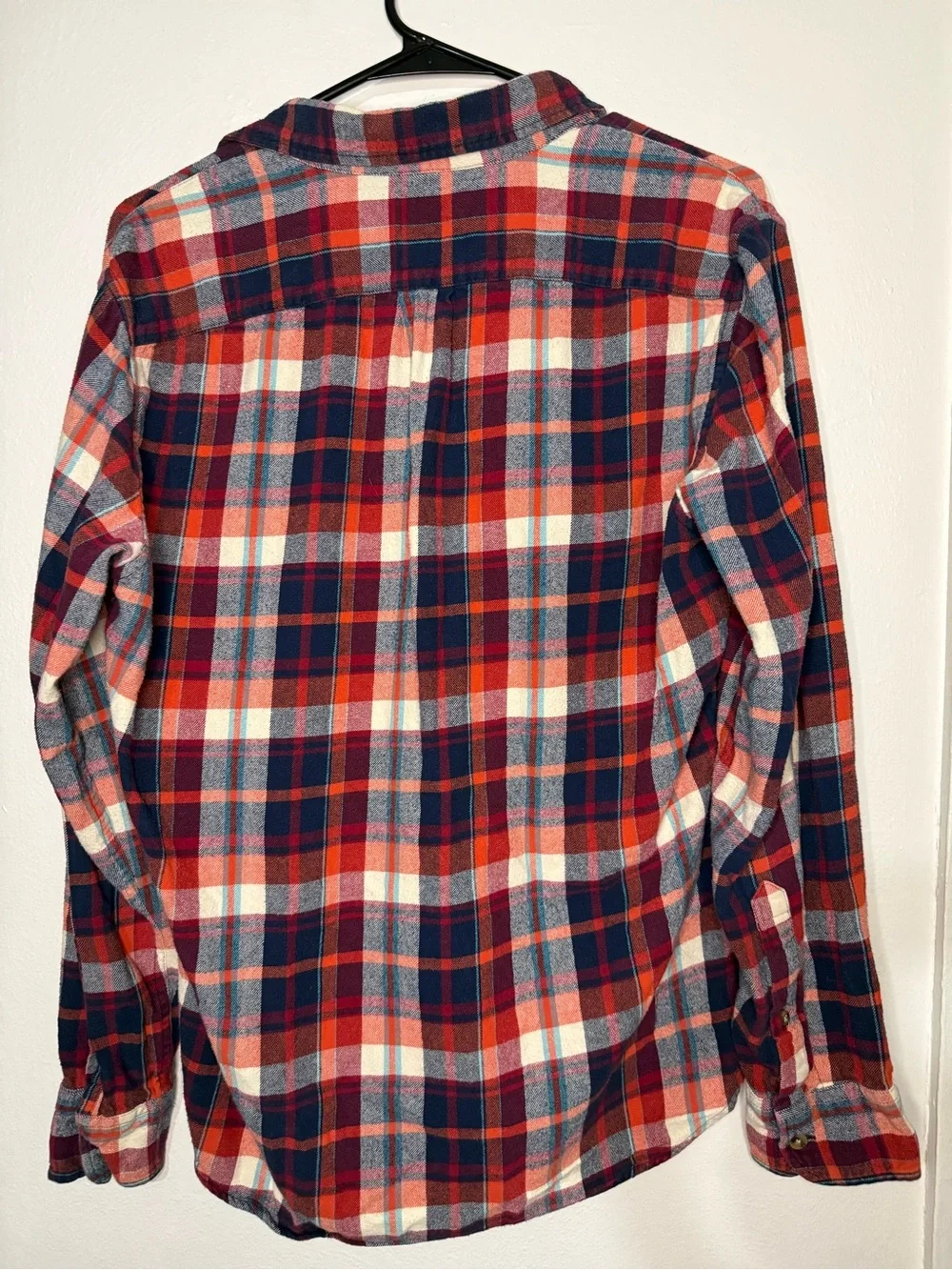 J. Crew Red Navy White Plaid Button-Down Flannel Shirt